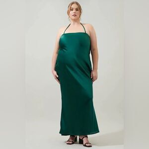 Sugarlips Plus Open Back Satin Maxi Dress- Size 3X